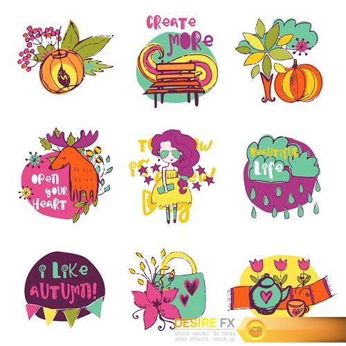 Autumn vector isolated elements collection - 16 EPS
