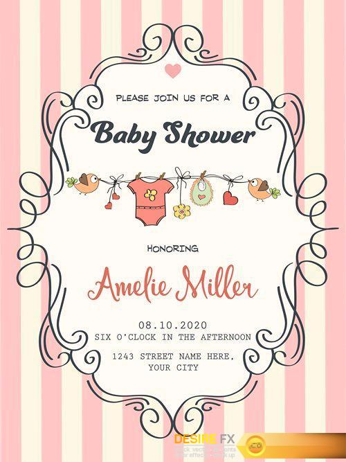 Beautiful baby shower card with toys - 30 EPS