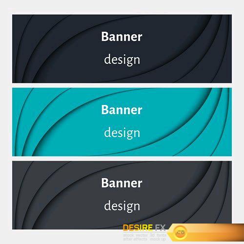 Abstract web banners set with curved elements and shadows - 19 EPS