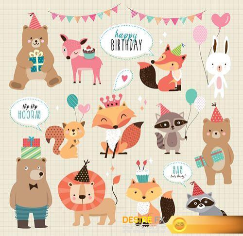 Baby shower invitation card with cute animals 2 - 24 EPS