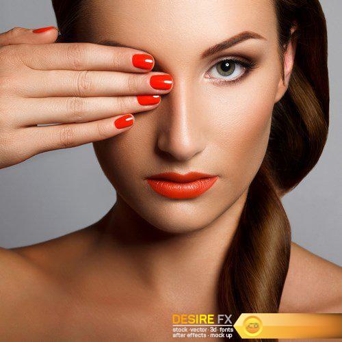 Beautiful Woman With Black Nails. Makeup and Manicure - 10 UHQ JPEG