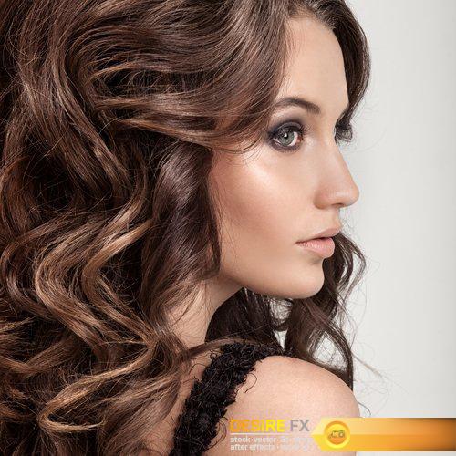 Beautiful Brunette Woman. Curly Long Hair - 18 UHQ JPEG