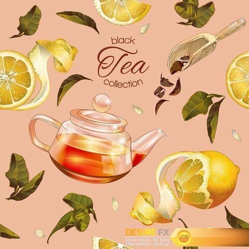 Black tea banner - 9 EPS