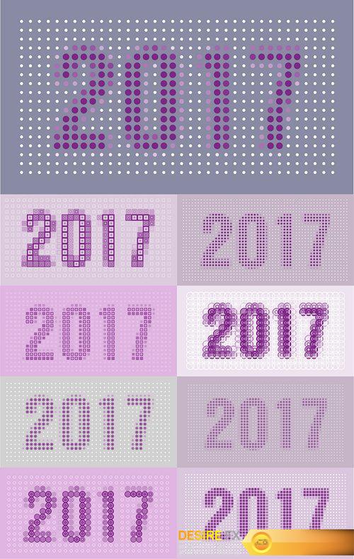 2017 Year vector typography different styles collection - 14 EPS