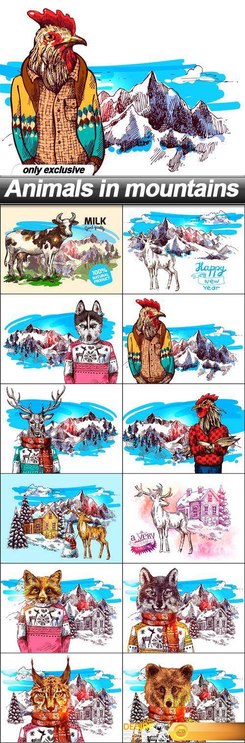 Animals in mountains - 12 EPS