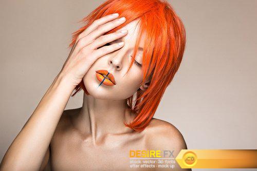 Beautiful girl in an orange wig cosplay style with bright - 5 UHQ JPEG