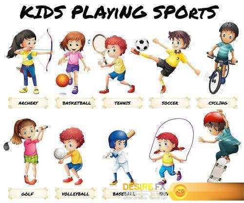 Kids playing sports - 6 EPS