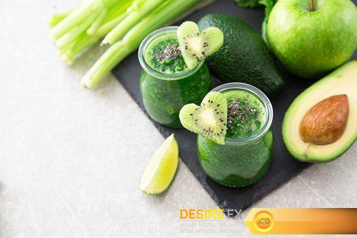 Blended green smoothie with ingredients - 15 UHQ JPEG