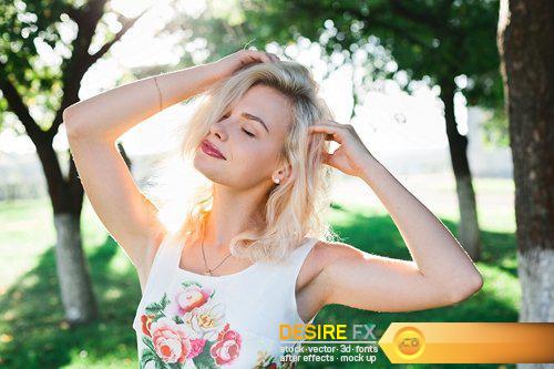 Beautiful blonde girl in dress in summer - 10 UHQ JPEG