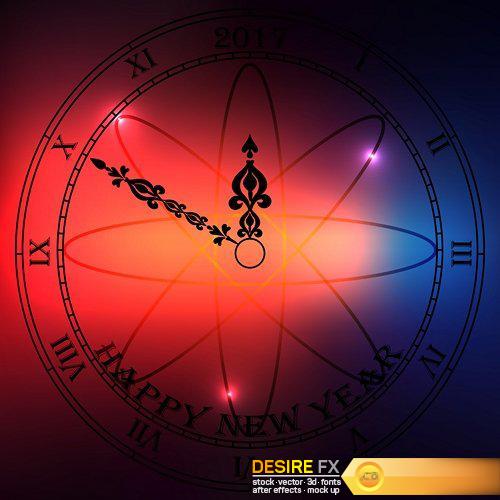 Antique clock 2017 Happy New Year - 25 EPS