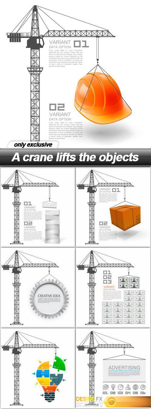 A crane lifts the objects - 7 EPS