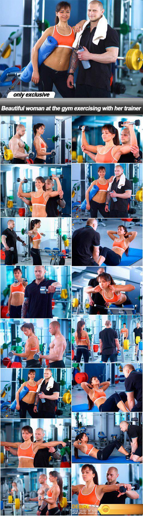 Beautiful woman at the gym exercising with her trainer - 16 UHQ JPEG
