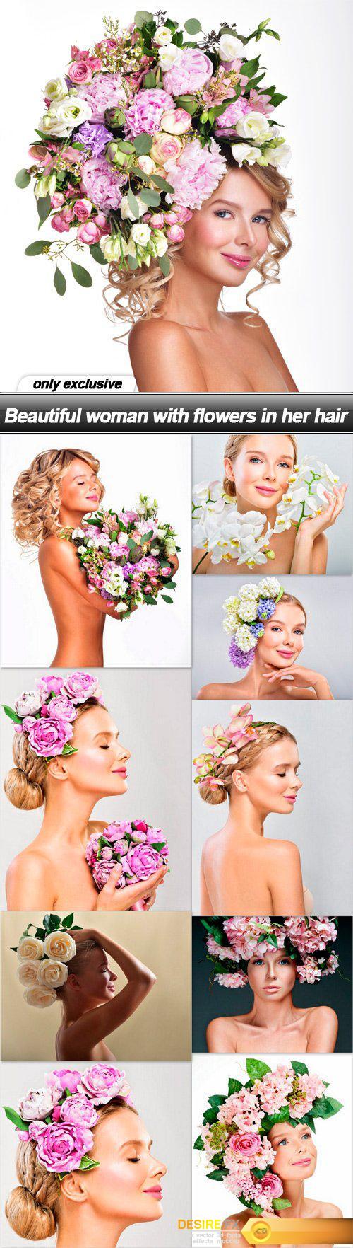 Beautiful woman with flowers in her hair - 10 UHQ JPEG