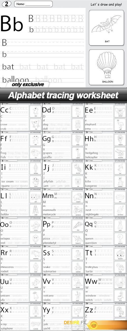 Alphabet tracing worksheet - 25 EPS