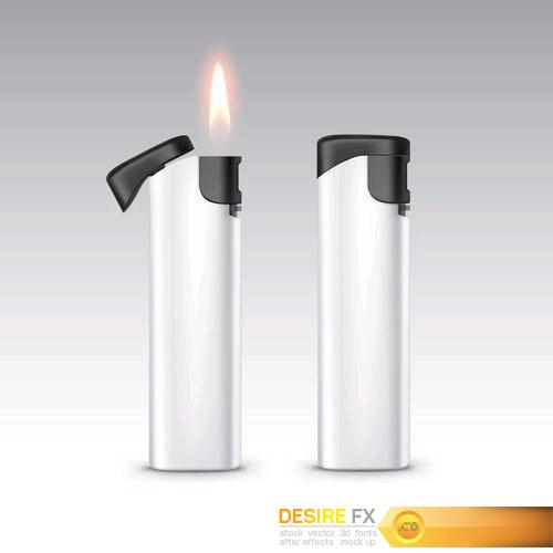 Black White Plastic Lighters with Flame - 10 EPS