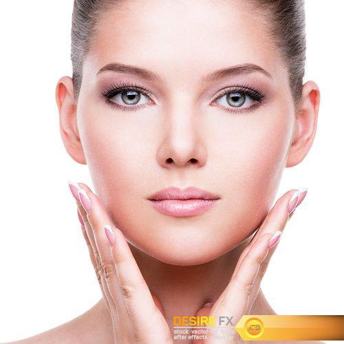 Beautiful face of young woman with cosmetic foundation - 20 UHQ JPEG