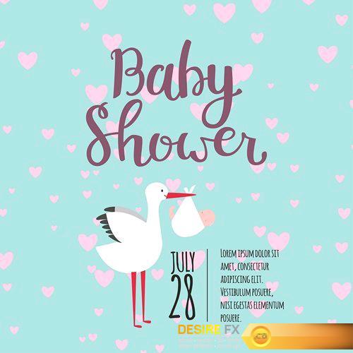 Baby shower invitation vector card - 15 EPS