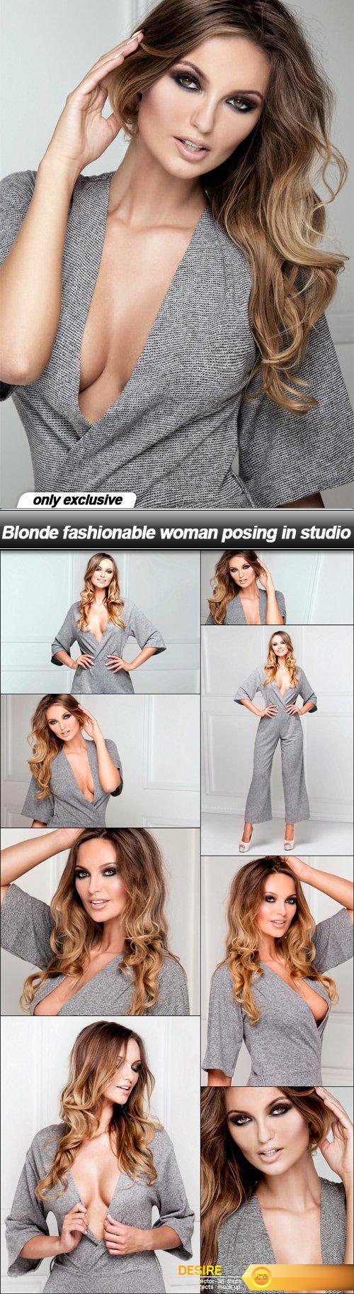 Blonde fashionable woman posing in studio - 9 UHQ JPEG