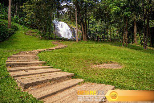 Beautiful waterfall in green forest - 21 UHQ JPEG