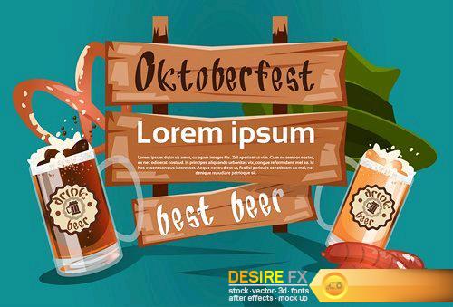 Beer Glass Bottles Oktoberfest Festival Holiday Decoration - 30 EPS