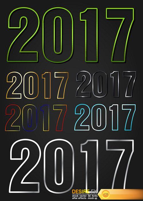 2017 Year vector typography different styles collection - 14 EPS