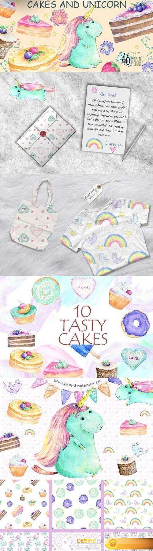 Cakes & Unicorn. Tasty Clip art 1243700