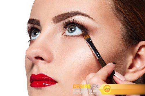Beautiful female eyes with makeup and brush - 32 UHQ JPEG