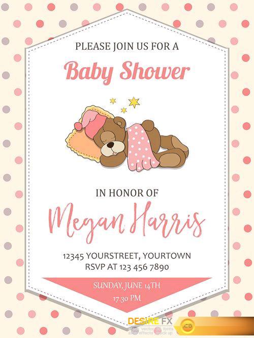 Beautiful baby shower card with toys - 30 EPS