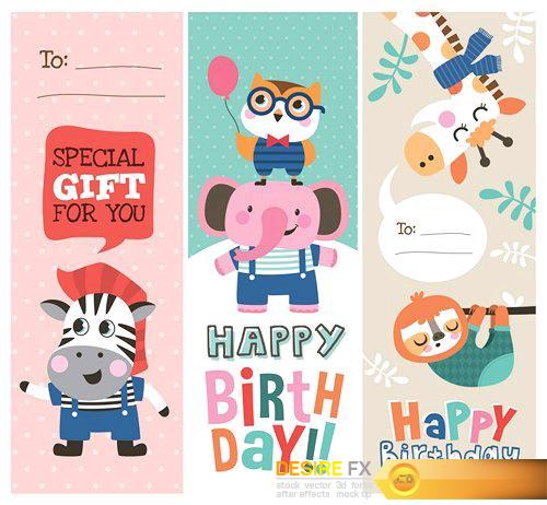 Baby shower invitation card with cute animals - 21 EPS