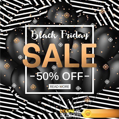 Black Friday Sale Poster Template for shopping - 6 EPS