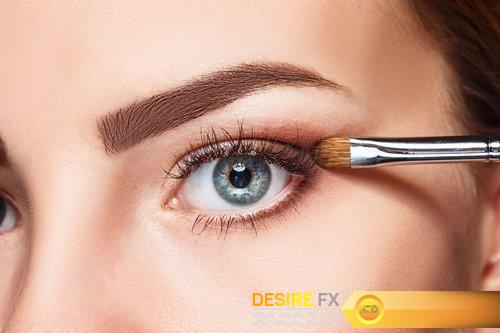 Beautiful female eyes with makeup and brush - 32 UHQ JPEG