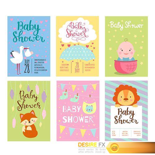 Baby shower invitation vector card - 15 EPS