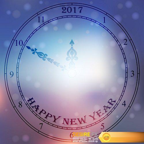 Antique clock 2017 Happy New Year - 25 EPS