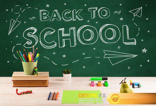Back to school blackboard and student desk - 25 UHQ JPEG