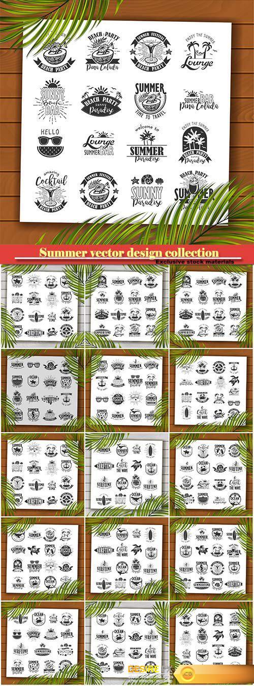 Summer vector typography design collection