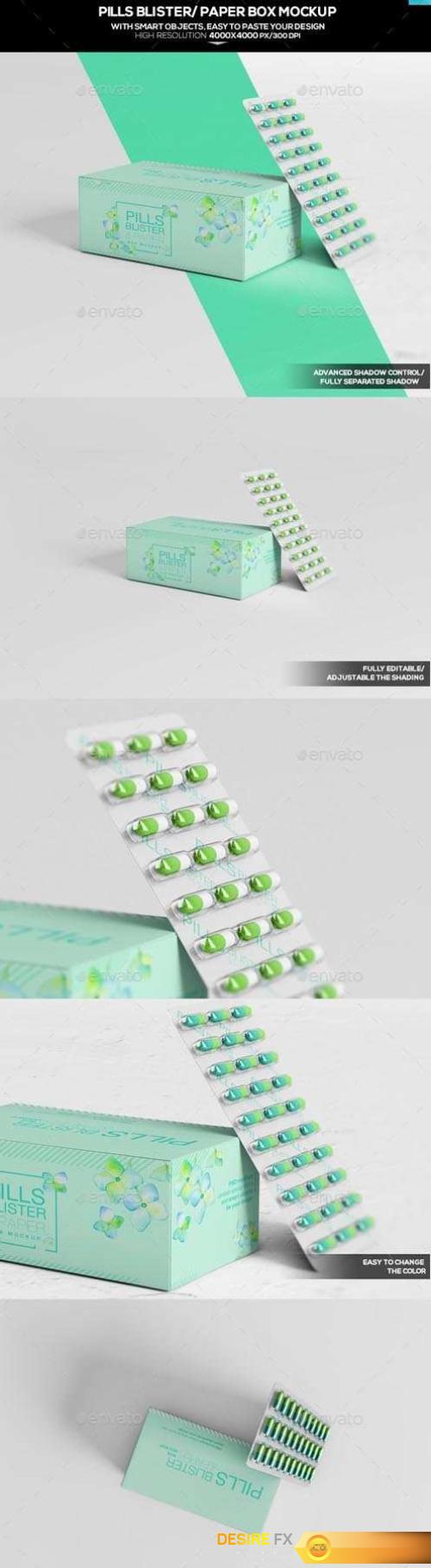 Pills Blister/ Paper Box Mockup 20267518
