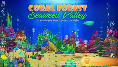 Coral Forest - Seaweed Valley VR AR low-poly 3D Model (3)