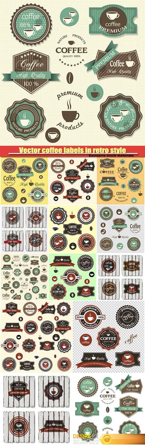 Vector coffee labels in retro style