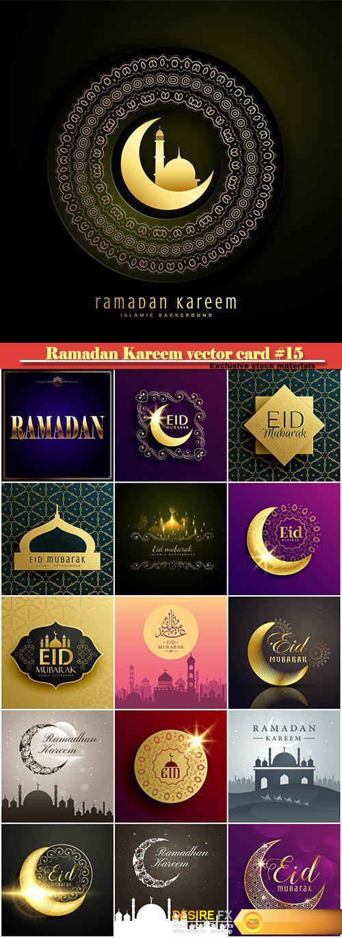Ramadan Kareem vector greeting card, islamic background #15