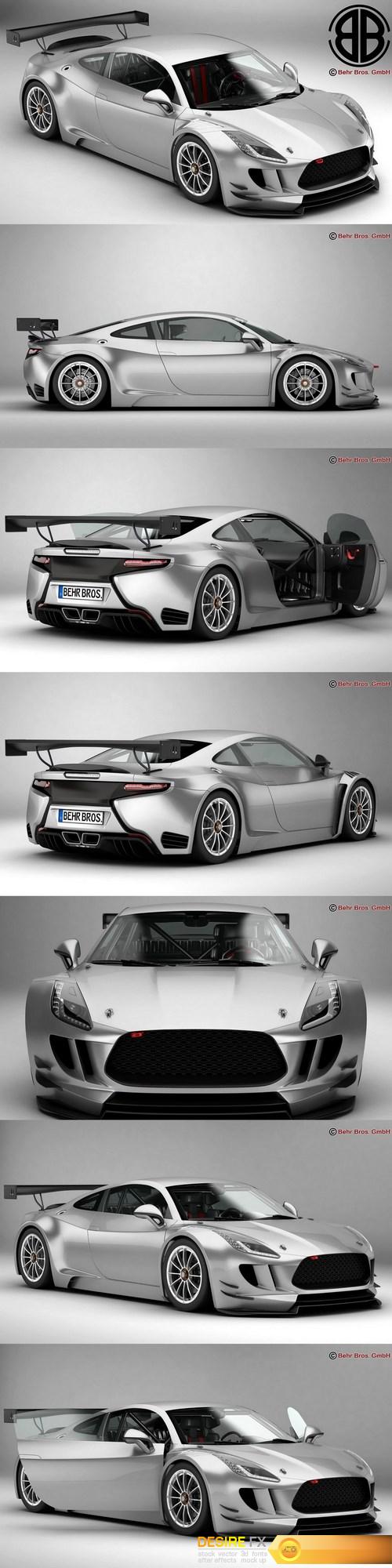 Generic Sports Car GT3 3D Model (2)