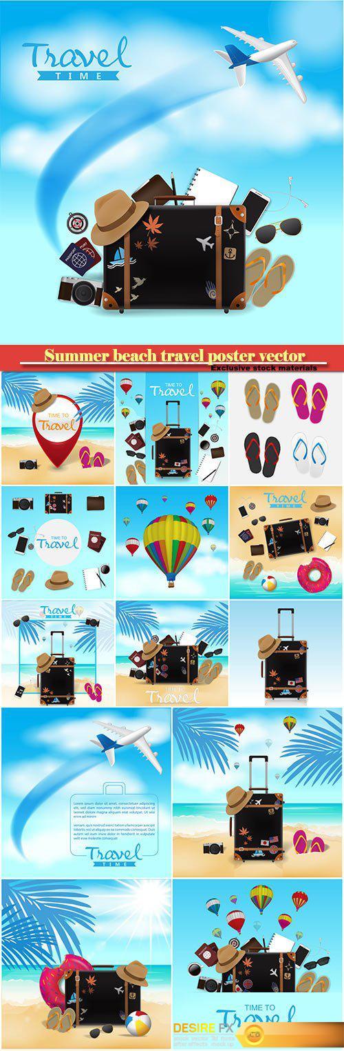 Summer beach travel poster vector