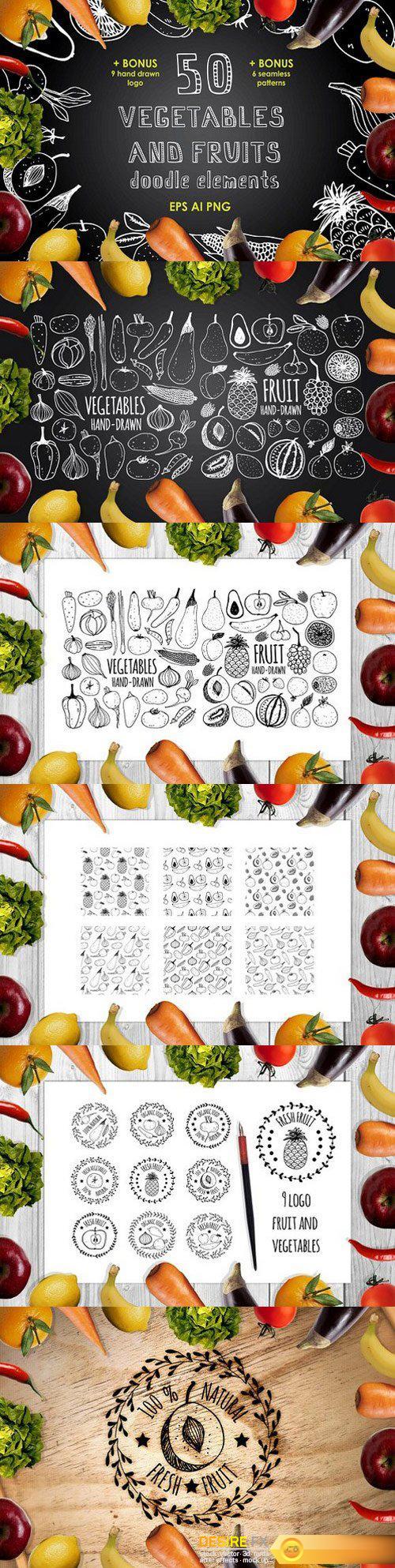 CM - 50 vegetables and fruits elements 1353582