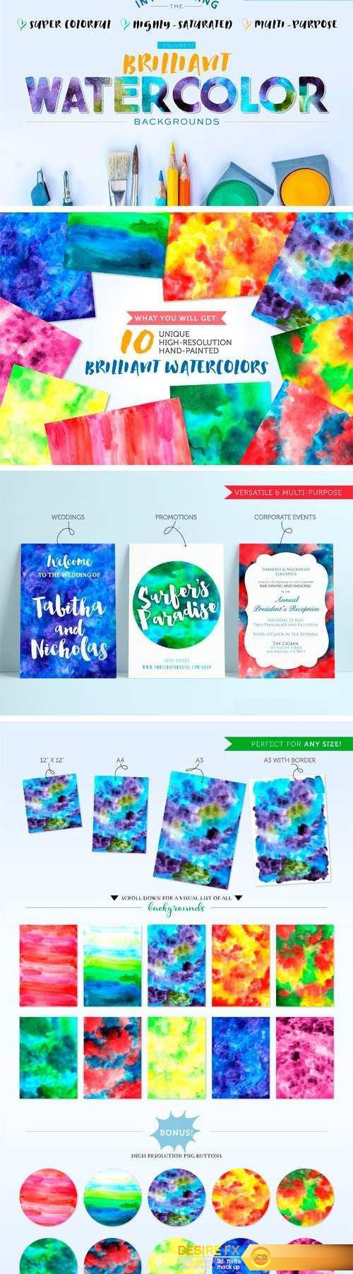 Bright Watercolor Backgrounds Vol.1 - 1532077