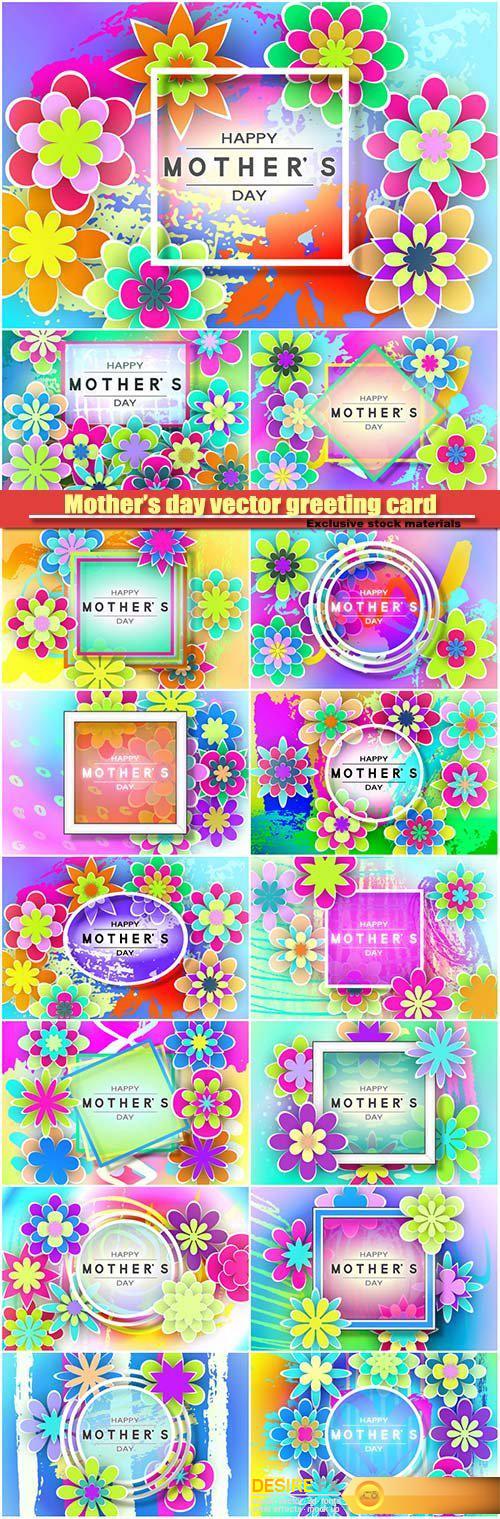 Mother’s day vector greeting card with flowers