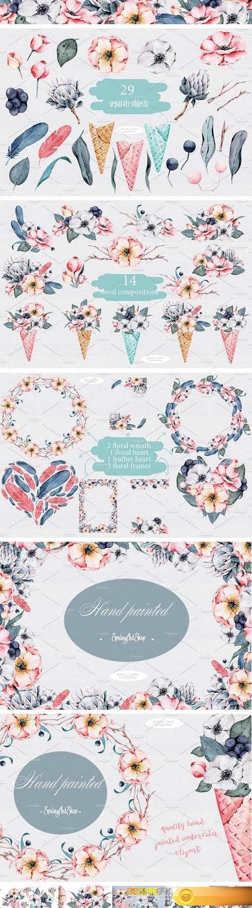 Floral Icecream Big Watercolor Set - 1583114 Floral Icecream Big Watercolor Set - 1583114