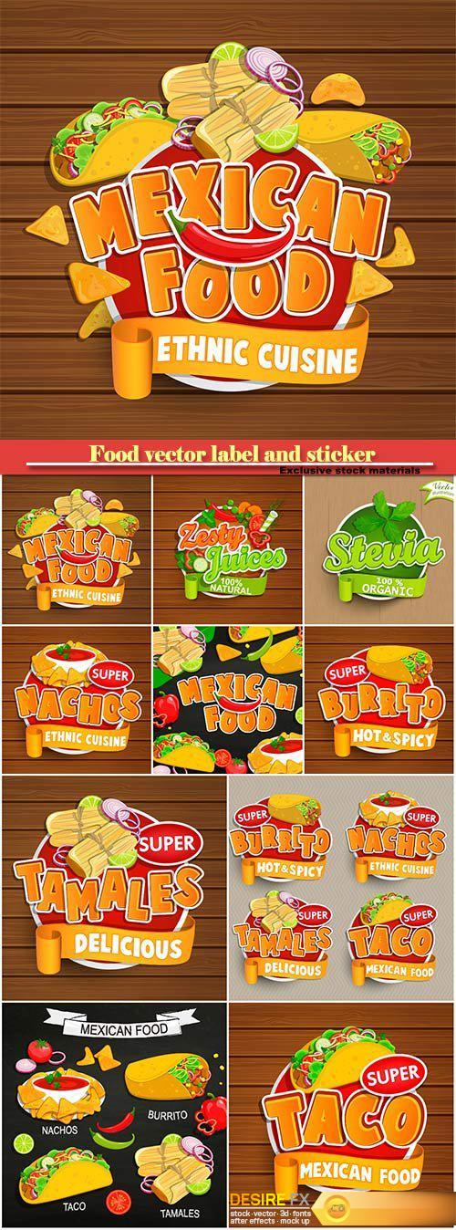 Food vector label and sticker