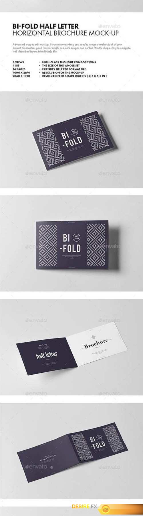 Bi-Fold Half Letter Horizontal Brochure Mock-up 20183042