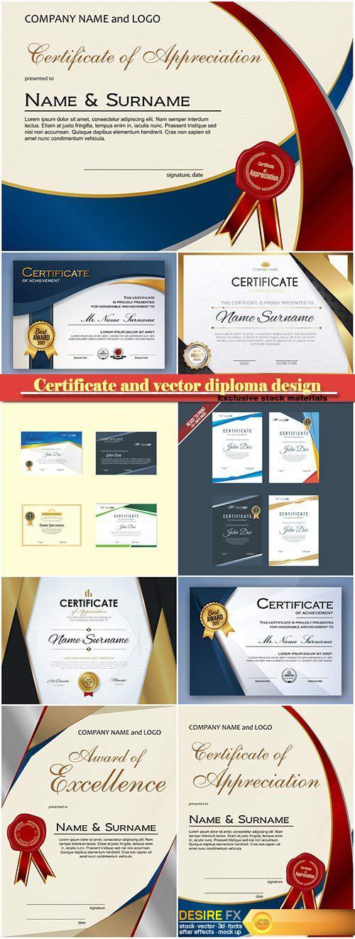 Certificate and vector diploma design template #12