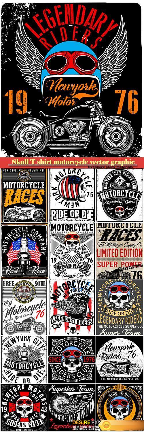 Skull T shirt motorcycle vector graphic design