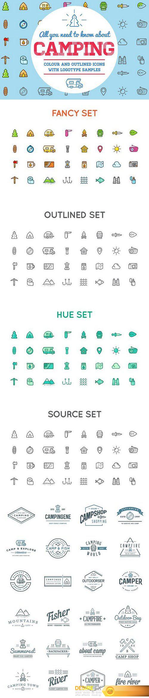 CM - Awesome Camping Icons and Logo Set 1354684